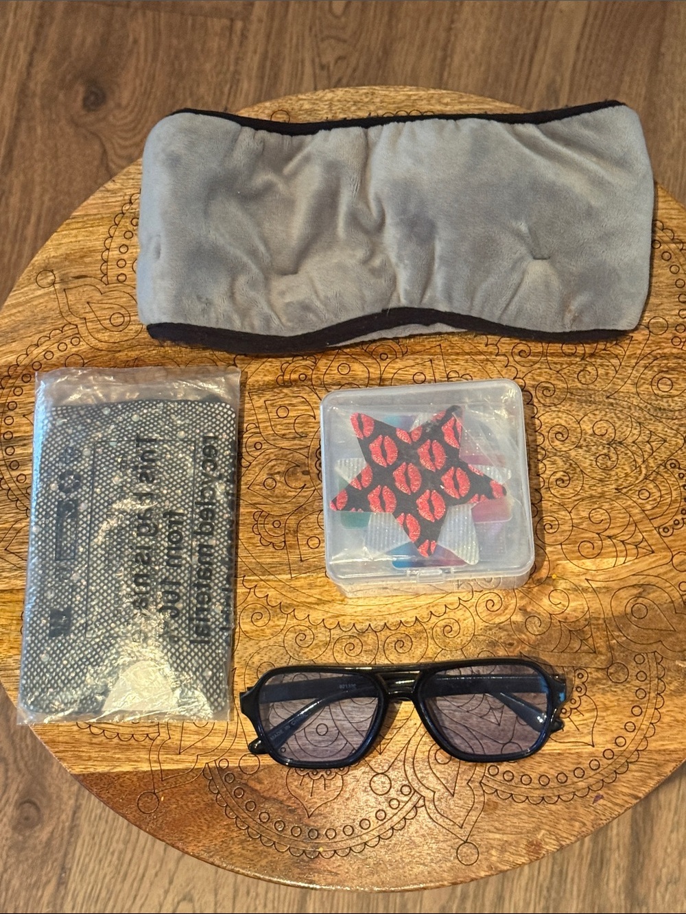 Gray Plush Sleep Mask with Black Trim